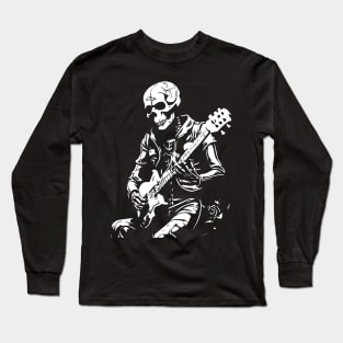 skeleton plays rock guitar Long Sleeve T-Shirt